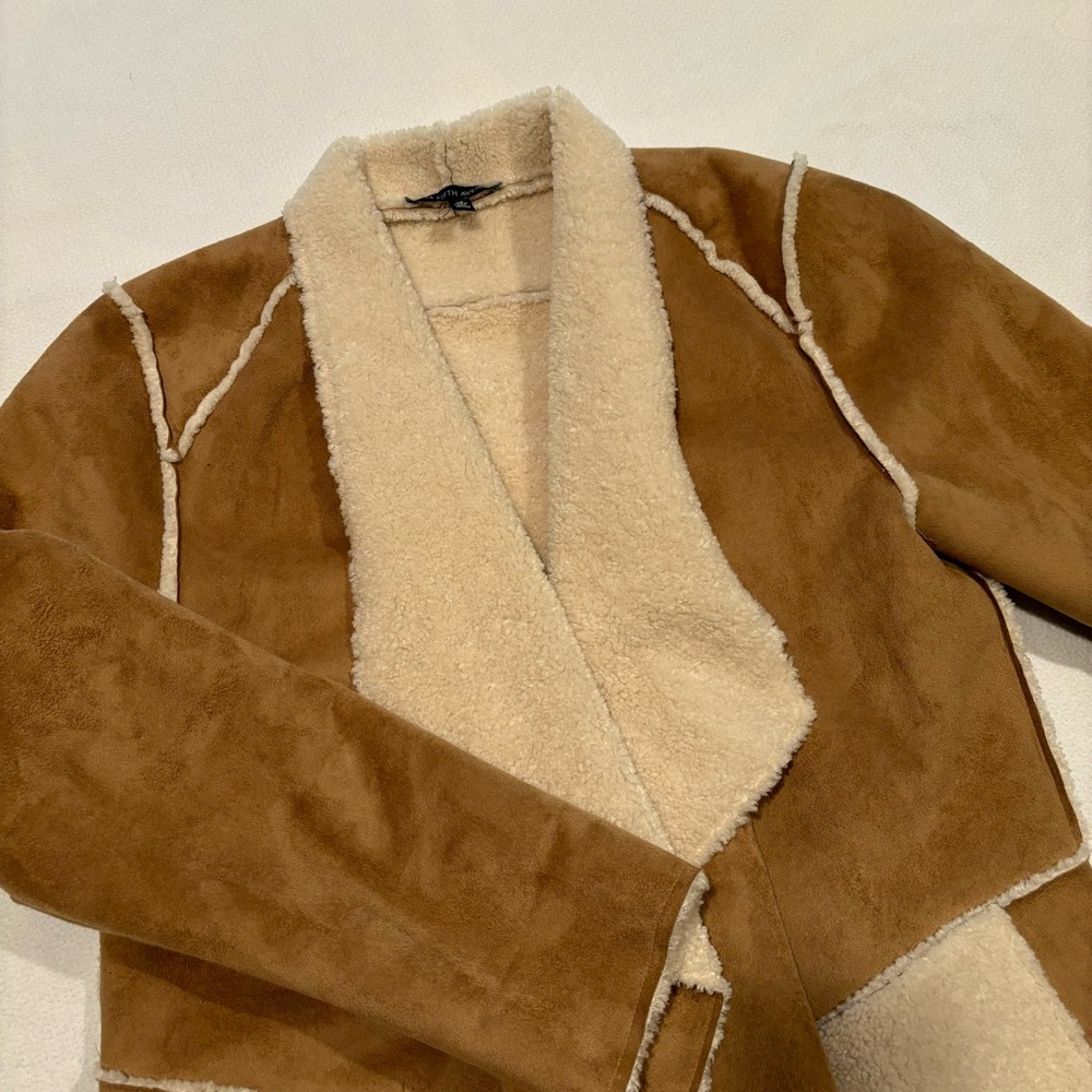 Saks 5th Avenue Faux Shearling Tan Coat